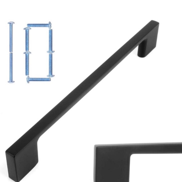 Wide Foot Cabinet Bar Pull - Black Modern Solid Handle, 6.3 Inch/160mm Screw Sp - Picture 3 of 5